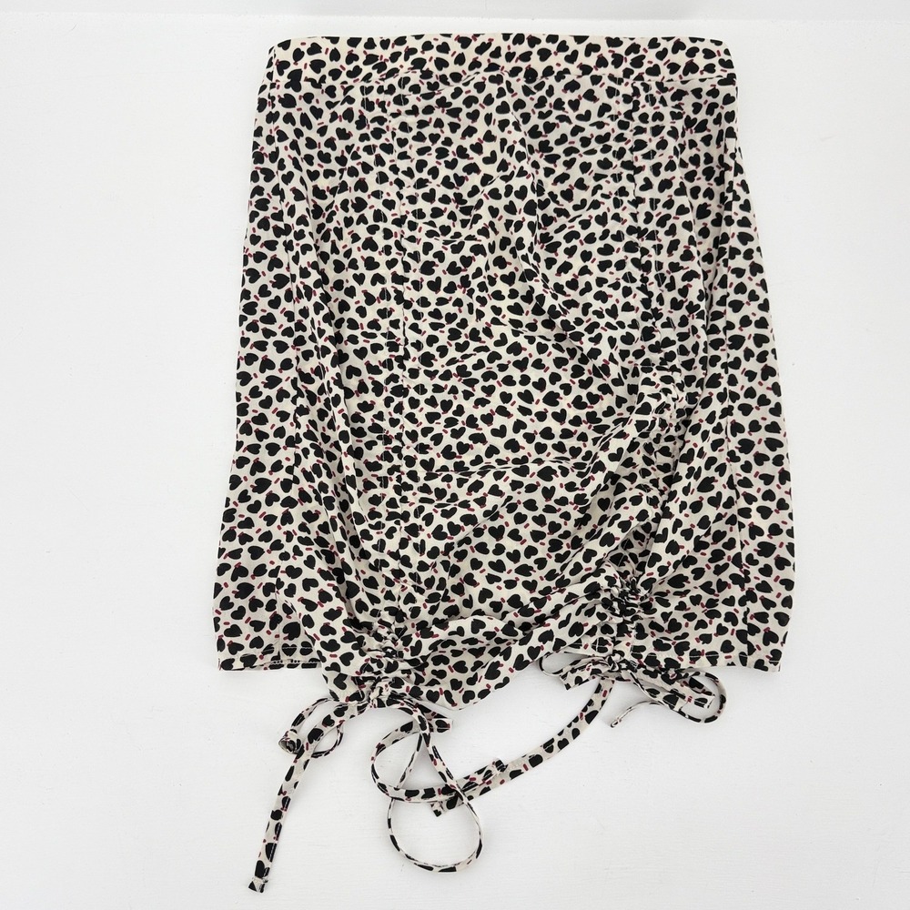 Nasty Gal Womens Heart Print‎ Ruched Mini Skirt Black Cream Red Size 6
